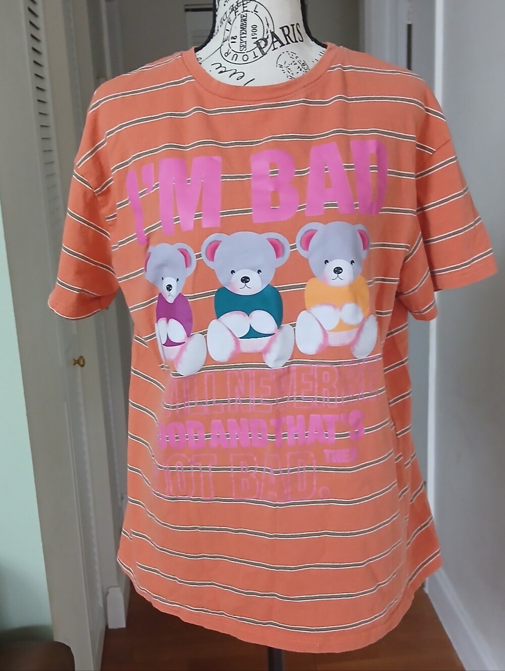 Moschino Couture Teddy Bear Graphic Striped T-Shirt